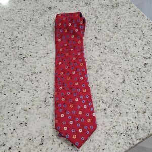 Presswick & Moore Red Floral Handmade Silk Tie